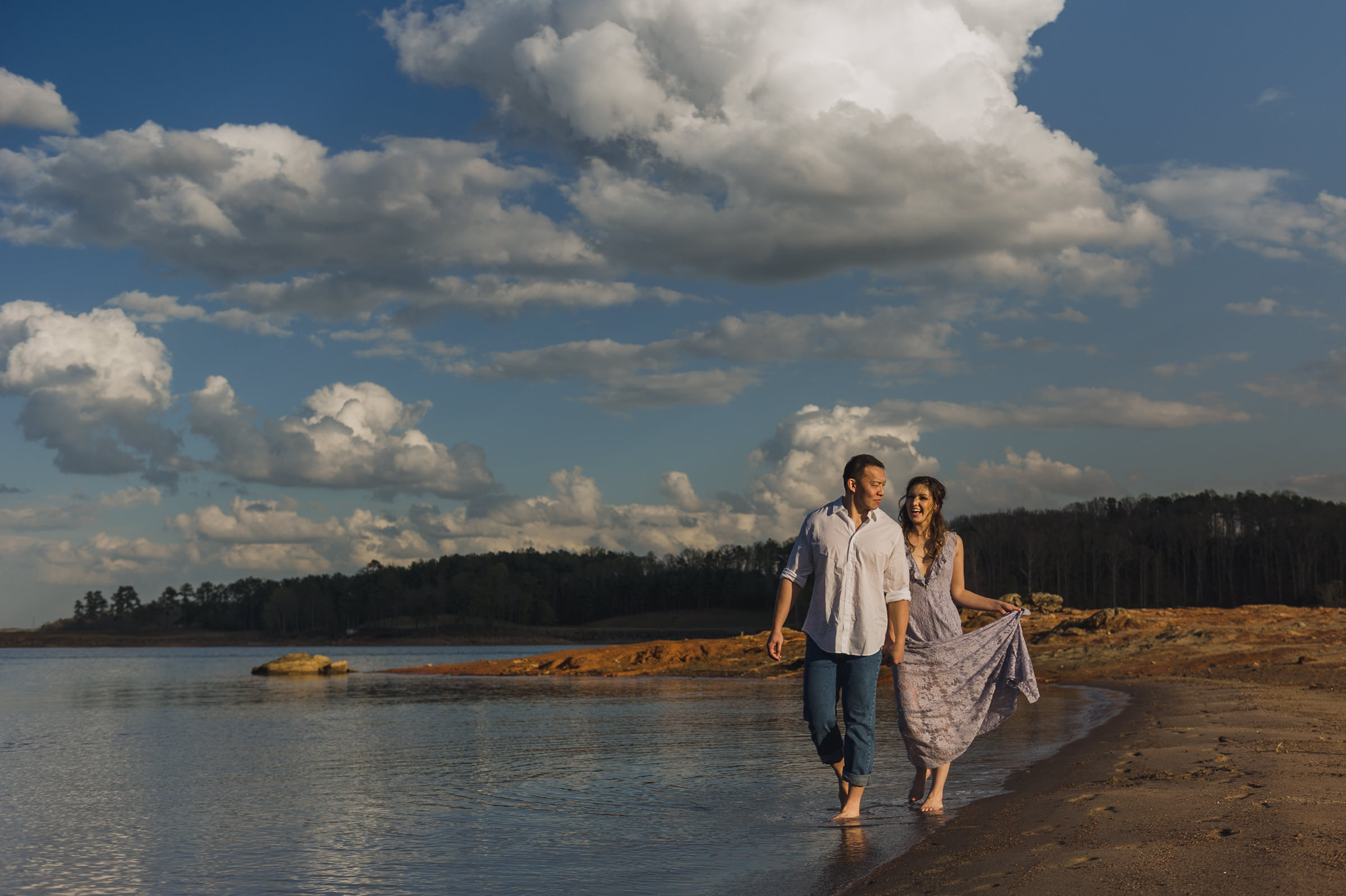 romantic couple by lake