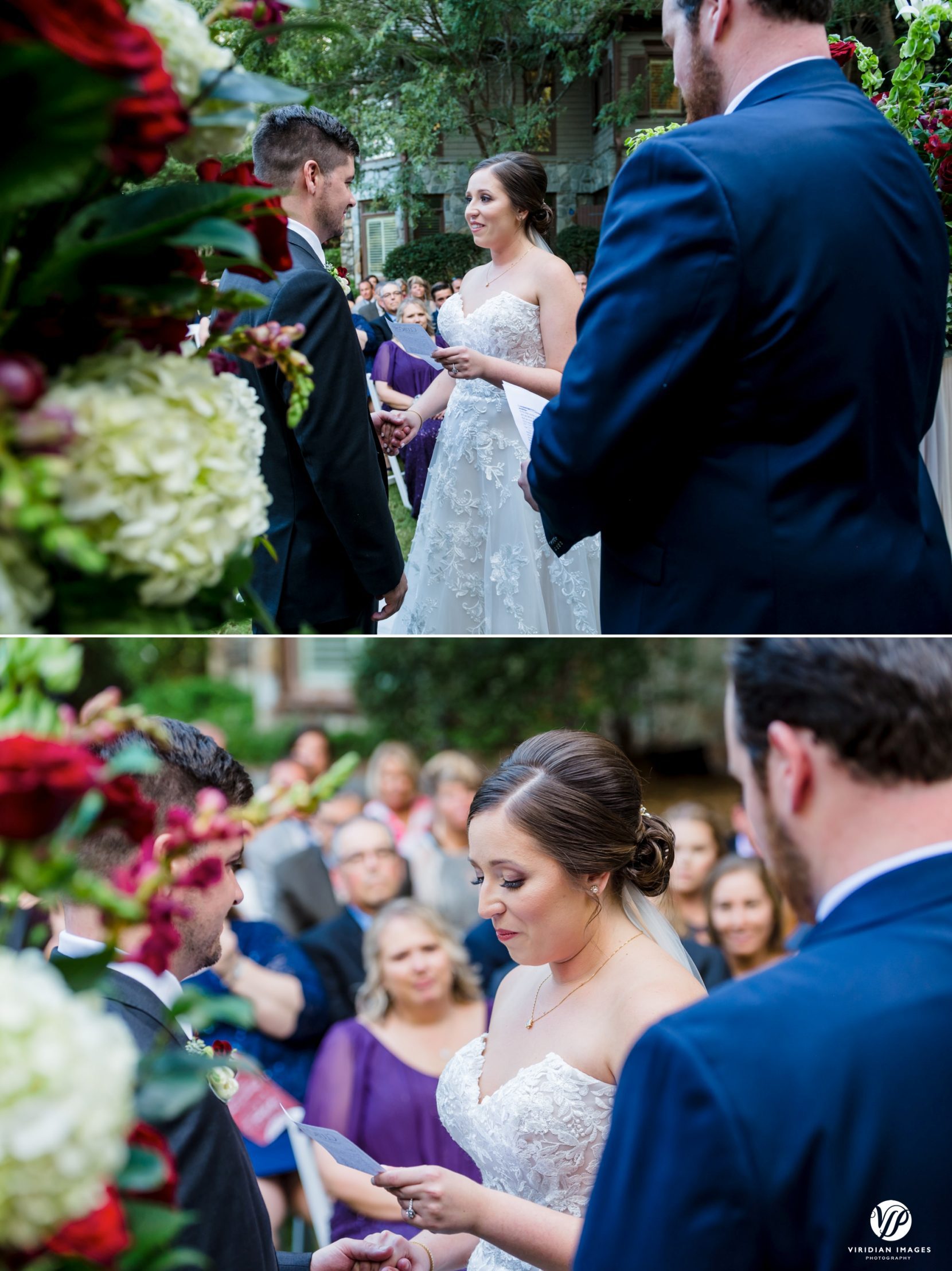bride saying her vows during wedding ceremony