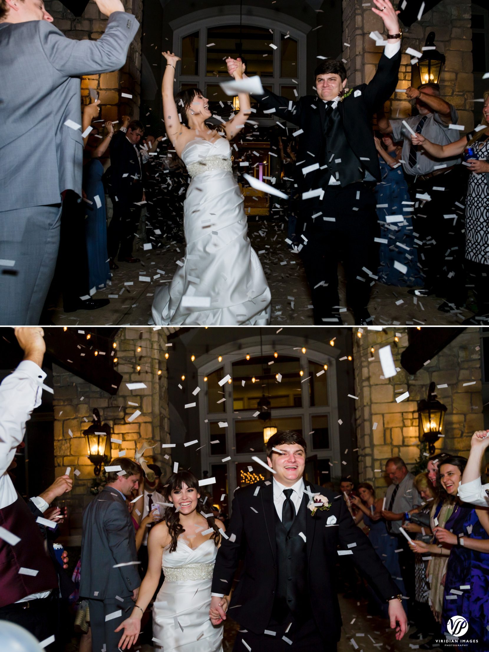 bride and groom send off confetti 