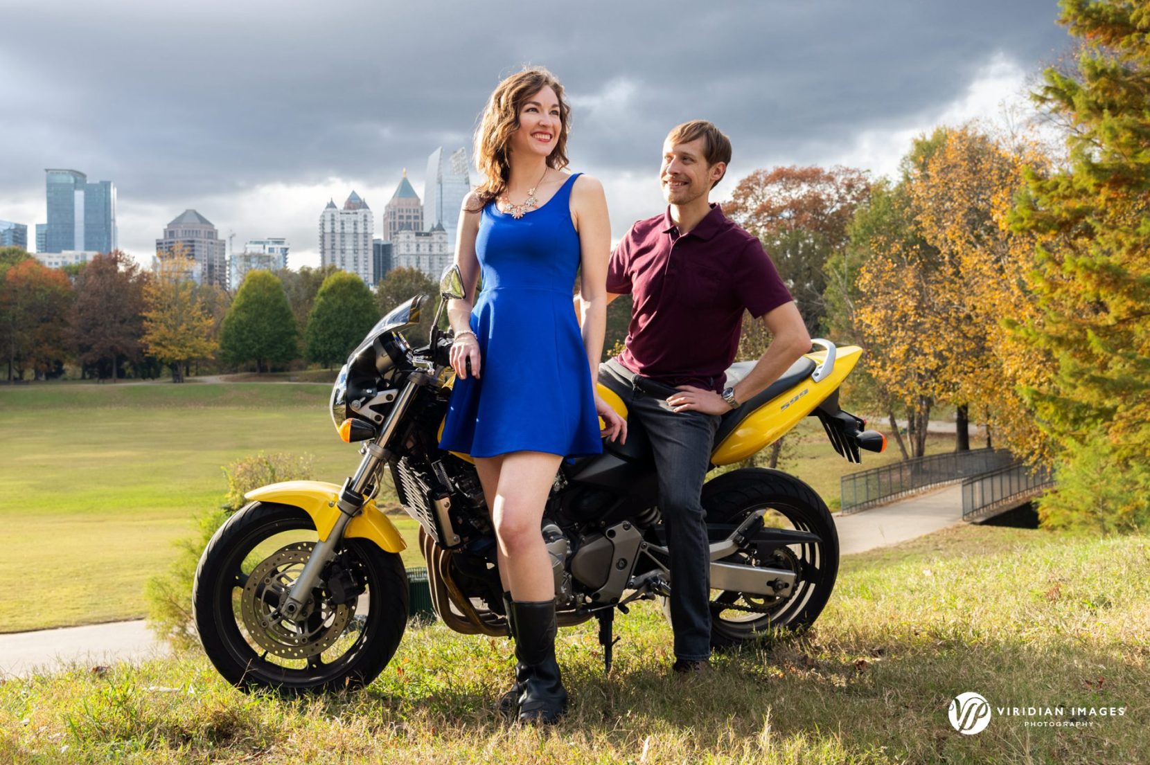 Moody portrait of the couple during overcast skies at the start of their engagement session