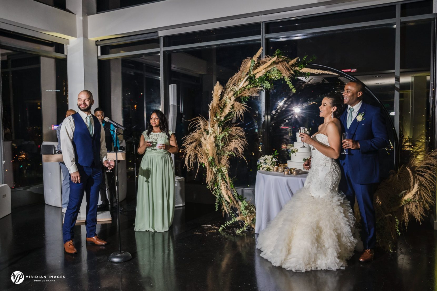 maid of honor and best man give toasts to bride and groom at Ventanas