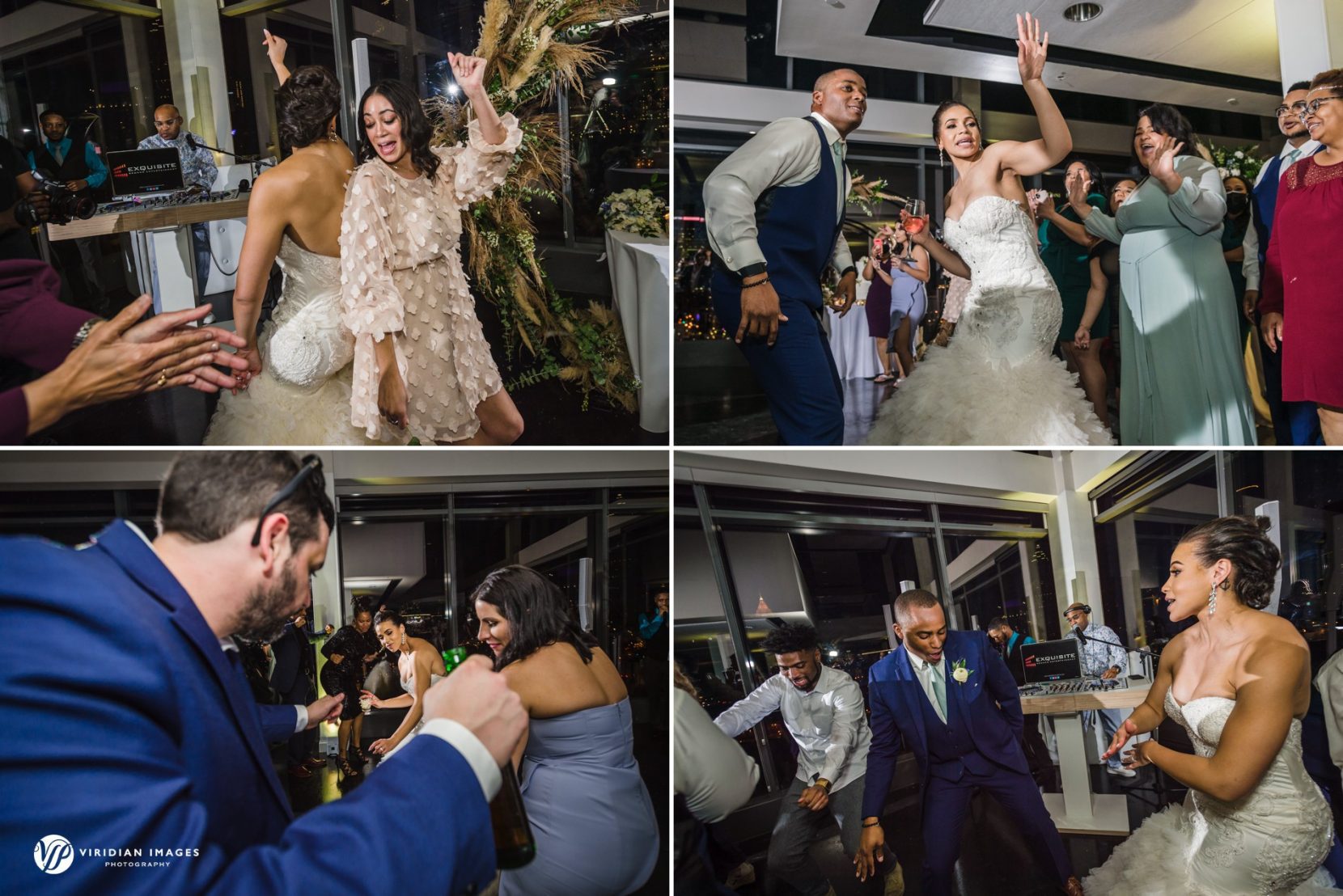 guests enjoying dancing during wedding reception at Ventanas Atlanta