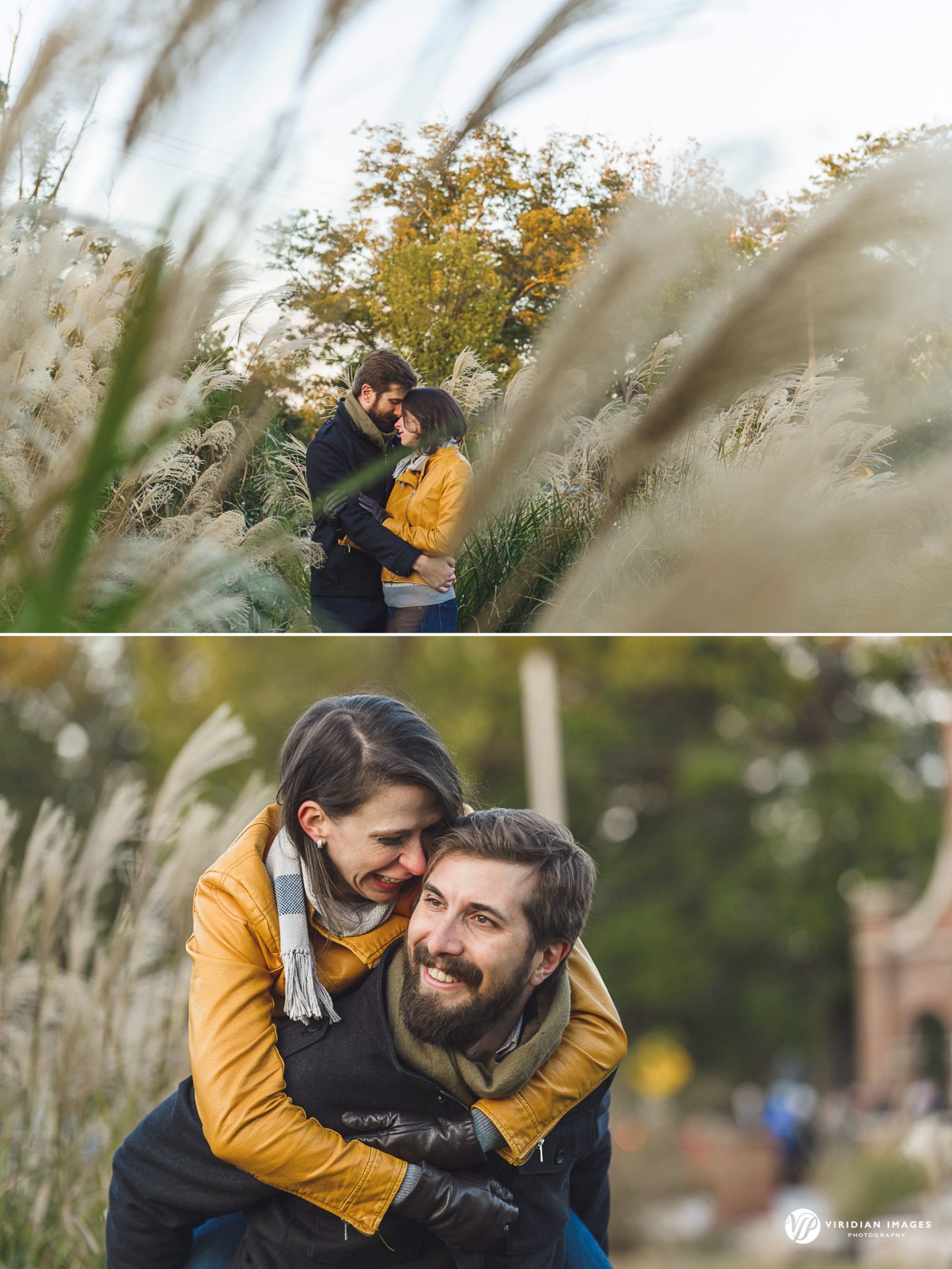 Soft, romantic fall engagement portraits outside Oakland Cemetery.