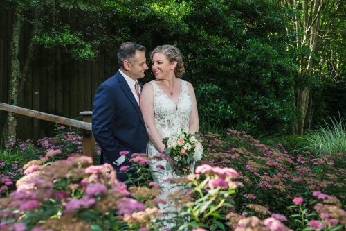 Romantic couple portrait after ceremony at Canoe Restaurant Vinings